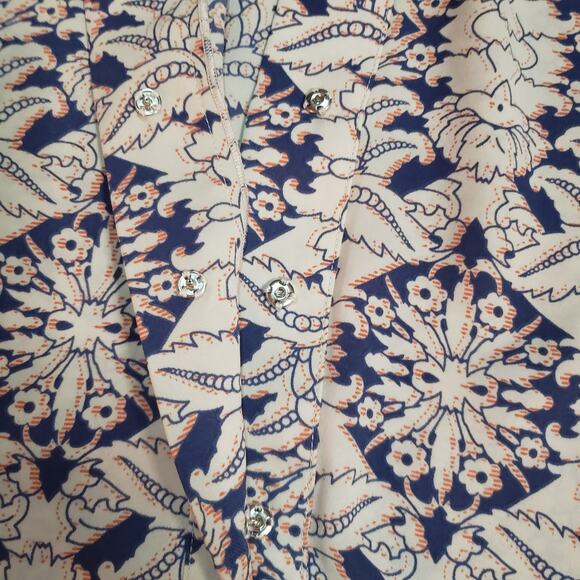 Cabi Flutter Sleeve Blouse  M Ivory Multicolor Geometric Print Romantic Top - Picture 9 of 9